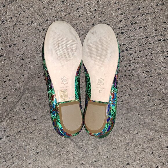 LE BABE SHOES- Made in Italy-Chinese Pattern Silk/Satin Tapestry Flats-Sz 37-NM - Picture 8 of 8
